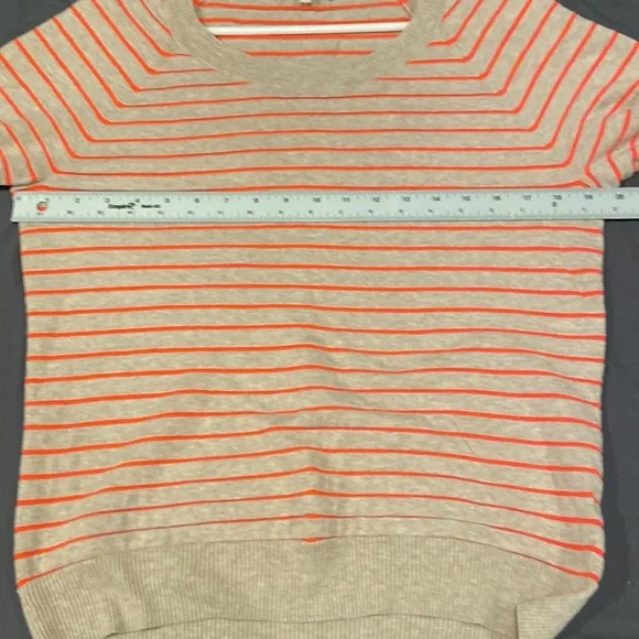 Madewell Striped Beige & Bright Orange Striped light sweatshirt. Very Cute! - Picture 10 of 13
